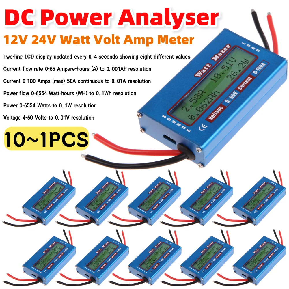 Renewable Energy Demonstration Kit - เครื่องวัดพลังงานไฟฟ้ากระแสตรง 10-1 ชิ้น จอแสดงผลดิจิตอล LCD วัดวัตต์