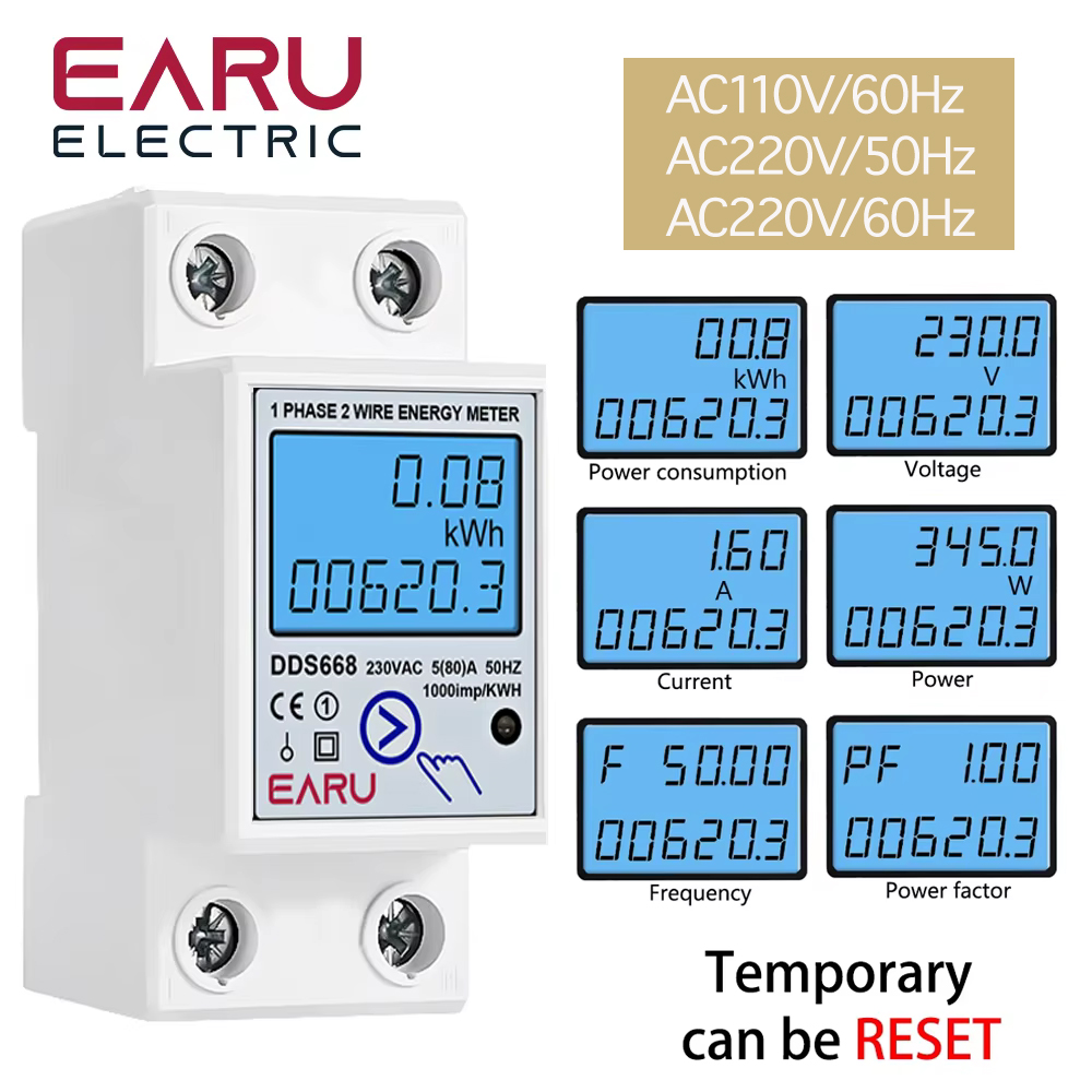 Renewable Energy Demonstration Kit - มิเตอร์วัดพลังงานไฟฟ้าแบบรีเซ็ตศูนย์ รุ่น EARU AC 230V 110V
