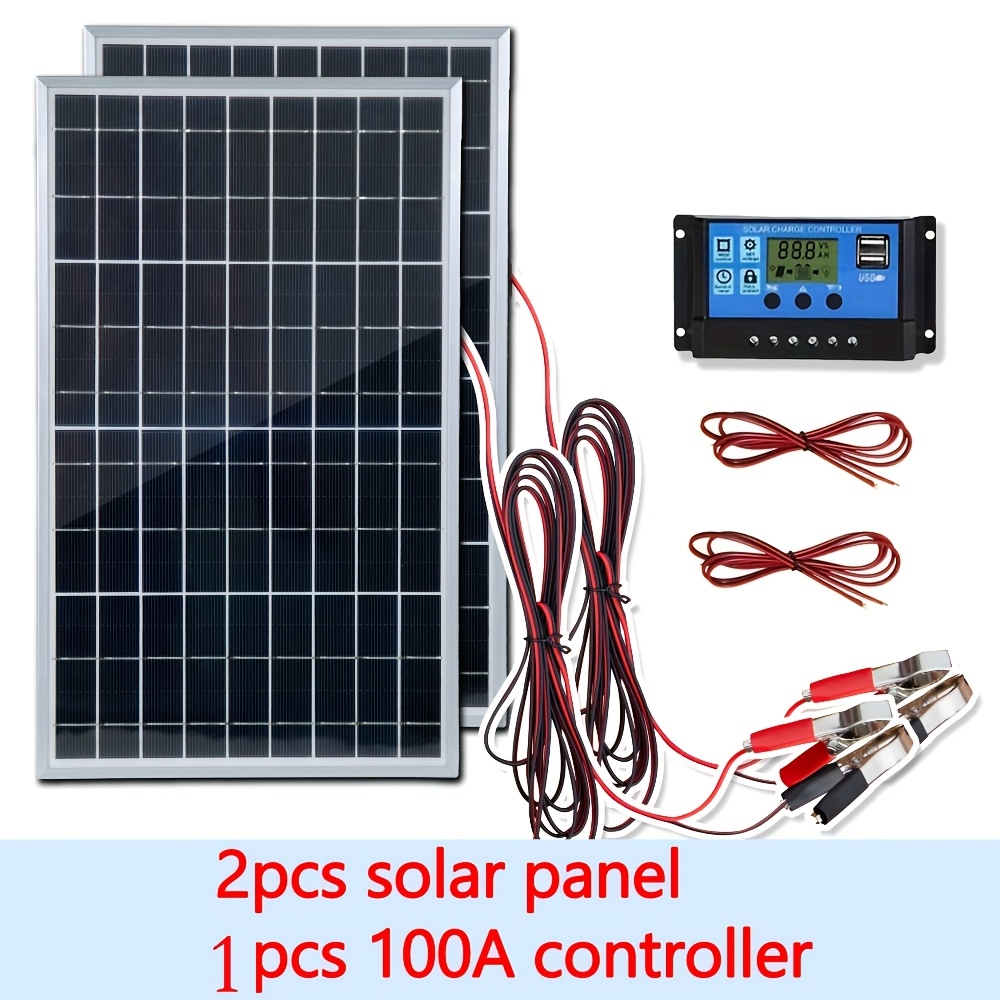 Renewable Energy Systems - ชุดแผงโซลาร์เซลล์ 12V 1 ชิ้น/2 ชิ้น พร้อมตัวควบคุมการชาร์จ