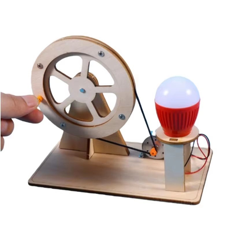 Renewable Energy Demonstration Kit - ชุดอุปกรณ์วิทยาศาสตร์ DIY เครื่องกำเนิดไฟฟ้าแบบมือหมุน STEAM ของเล่นไม้เพื่อการศึกษาฟิสิกส์ การทดลองไฟฟ้า