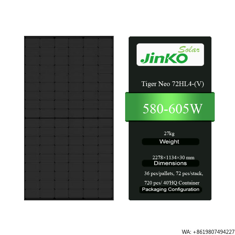 Jinko Solar Panel N-Type - แผงโซลาร์เซลล์คุณภาพสูง Jinko Tiger Neo 72HL4-(V) 580-605W